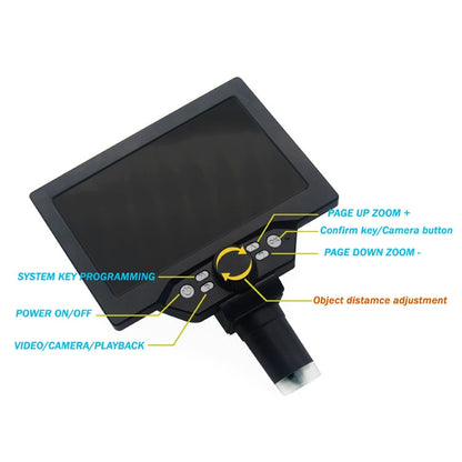 G1200D 7 Inch LCD Screen 1200X Portable Electronic Digital Desktop Stand Microscope(AU Plug With Battery) - Digital Microscope by buy2fix | Online Shopping UK | buy2fix