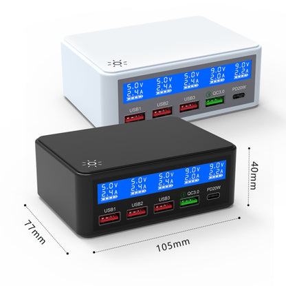 618 QC3.0 + PD20W + 3 x USB Ports Charger with Smart LCD Display, EU Plug (White) - Multifunction Charger by buy2fix | Online Shopping UK | buy2fix