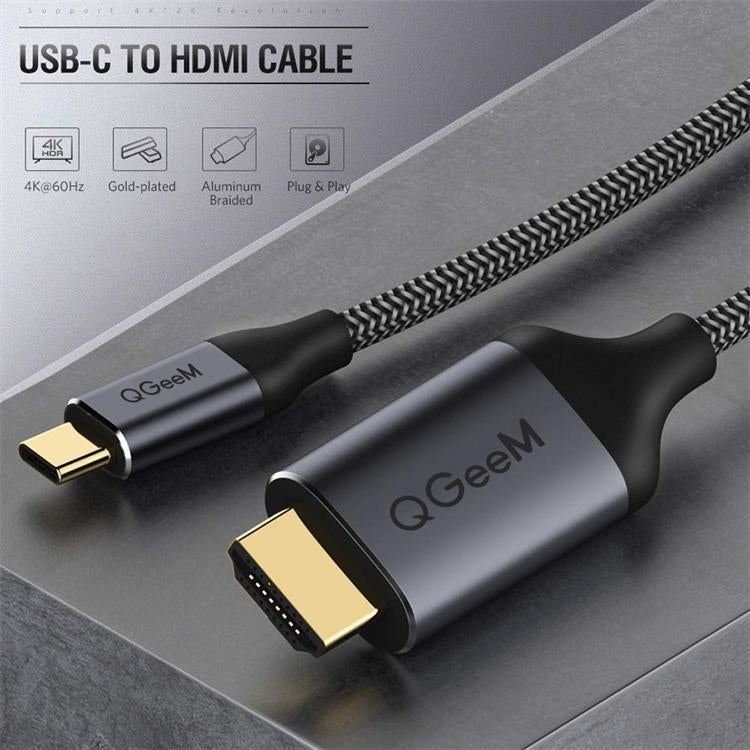 QGeeM QG-UA09 Type-C To HDMI Cable 1.2m - Cable by QGeeM | Online Shopping UK | buy2fix