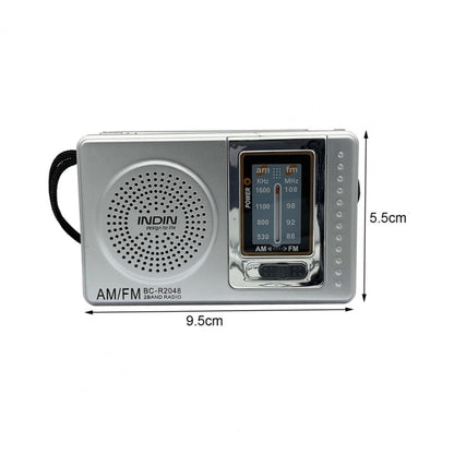 INDIN BC-R2048 AM FM Radio Telescopic Antenna Multifunction Mini Pocket Radio(Silver Gray) - Consumer Electronics by INDIN | Online Shopping UK | buy2fix