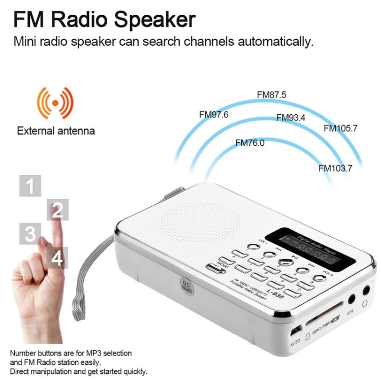 L-938  MP3 Audio Player FM Radio Support  SD MMC Card AUX-IN Earphone-out(Red) - Consumer Electronics by buy2fix | Online Shopping UK | buy2fix