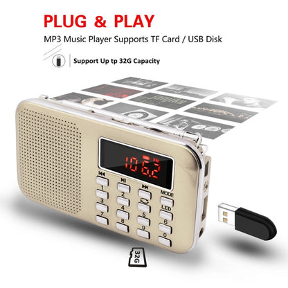 L-218AM  MP3 Radio Speaker Player Support TF Card USB with LED Flashlight Function(White) - Consumer Electronics by buy2fix | Online Shopping UK | buy2fix