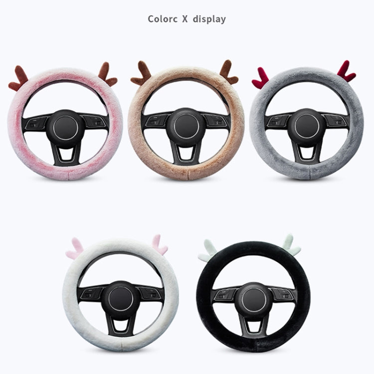 Antler Thick Plush Steering Wheel Cover, Style: D Type (Gray) - In Car by buy2fix | Online Shopping UK | buy2fix