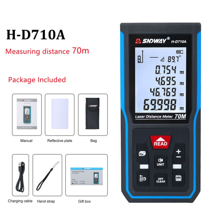 SNDWAY H-D710A Handheld Laser Rangefinder Infrared Measuring Instrument, Distance: 70m - Laser Rangefinder by SNDWAY | Online Shopping UK | buy2fix