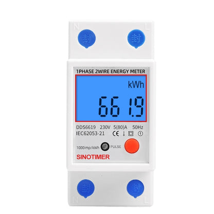 SINOTIMER DDS6619-012 Backlight Display Household Single-phase Rail Energy Meter 5-80A(230V 50Hz) - Current & Voltage Tester by SINOTIMER | Online Shopping UK | buy2fix