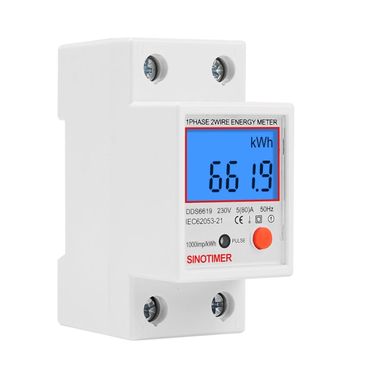 SINOTIMER DDS6619-012 Backlight Display Household Single-phase Rail Energy Meter 5-80A(230V 50Hz) - Current & Voltage Tester by SINOTIMER | Online Shopping UK | buy2fix