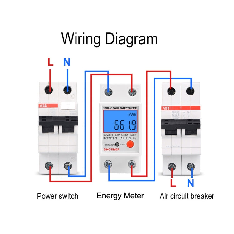 SINOTIMER DDS6619-012 Backlight Display Household Single-phase Rail Energy Meter 5-80A(230V 50Hz) - Current & Voltage Tester by SINOTIMER | Online Shopping UK | buy2fix