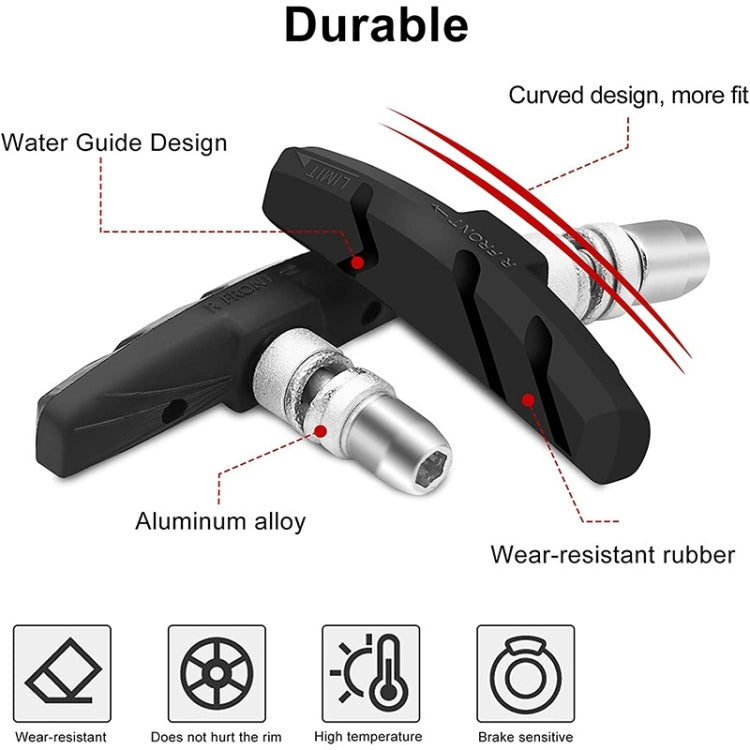 2 Pairs Silent V-brake Bicycle Brake Shoes, Color: Black - Outdoor & Sports by buy2fix | Online Shopping UK | buy2fix