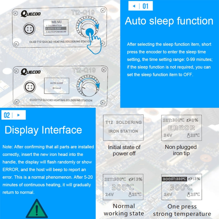 QUECOO 1.3 Inch Display Soldering Station with Handle, Set: EU Plug (Q19+P9) - Electric Soldering Iron by QUECOO | Online Shopping UK | buy2fix
