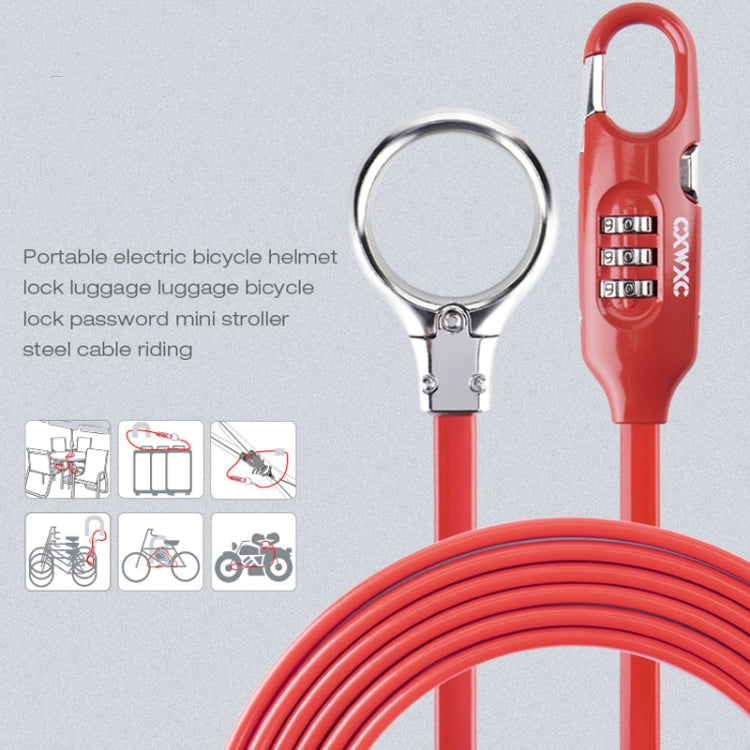 PL3001 Bicycle Mountain Bike Portable Anti-theft Password Cable Lock(Red) - Bicycle Locks & Bicycle Pumps by buy2fix | Online Shopping UK | buy2fix