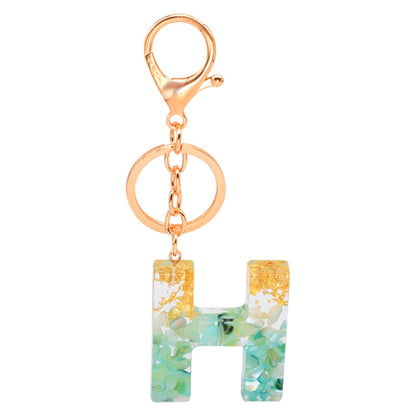 2 PCS Gold Foil Epoxy English Letter Keychain Bag Pendant(H) - In Car by buy2fix | Online Shopping UK | buy2fix