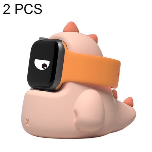 2 PCS H003 Cute Dinosaur Shaped Silicone Charging Stand without Watch For Apple Watch(Pink) - Smart Wear by buy2fix | Online Shopping UK | buy2fix
