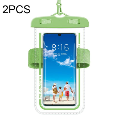 2 PCS Armband Style Transparent Waterproof Cell Phone Case Swimming Cell Phone Bag(Green) - Waterproof Bag by buy2fix | Online Shopping UK | buy2fix