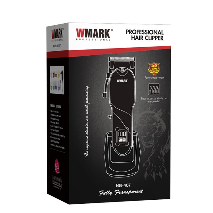 WMARK NG-407 Rechargeable Transparent Hair Clipper With Base LED Display, EU Plug - Hair Trimmer by buy2fix | Online Shopping UK | buy2fix