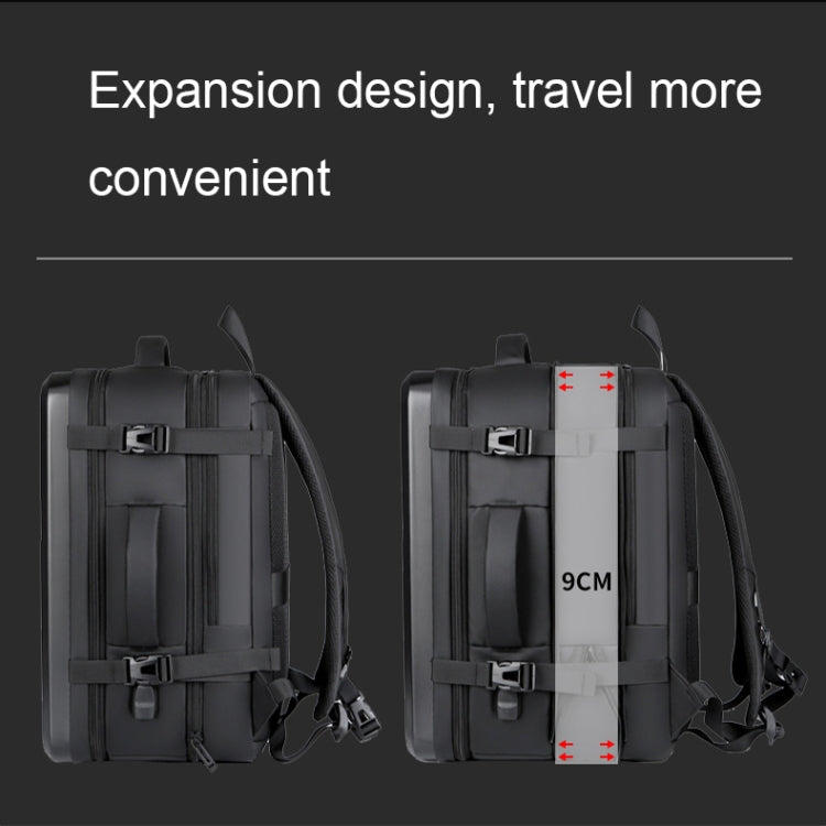 Large-capacity Waterproof Expandable Hard Shell Backpack with USB Charging Hole(161 Black) - Backpack by buy2fix | Online Shopping UK | buy2fix