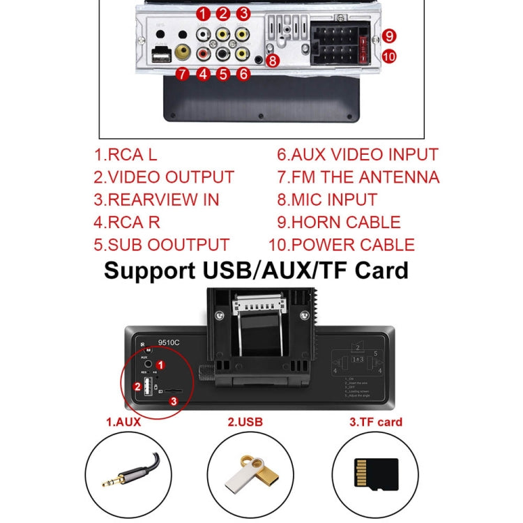 C800 9.5 Inch MP5 Single Butt Carplay Player, Style: Standard - In Car by buy2fix | Online Shopping UK | buy2fix