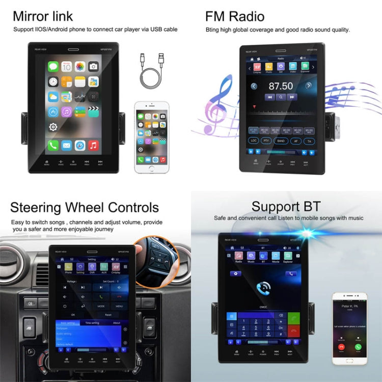 C800 9.5 Inch MP5 Single Butt Carplay Player, Style: Standard+12 Light Camera - In Car by buy2fix | Online Shopping UK | buy2fix