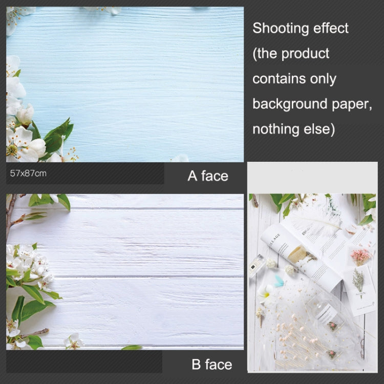 3D Double-Sided Matte Photography Background Paper(White Flower Blue White Wood Grain) - Camera Accessories by buy2fix | Online Shopping UK | buy2fix