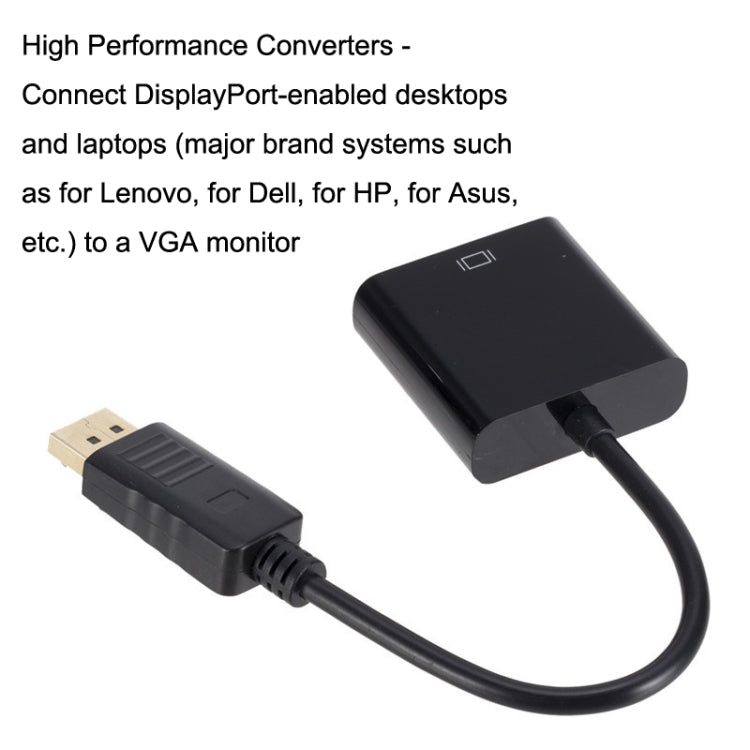 DP to VGA Adapter Wire Square Adapter, Cable Length: 15cm(Black) -  by buy2fix | Online Shopping UK | buy2fix