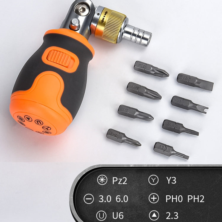 2050E 8 In 1 Portable Multifunctional S2 Batch Head Two-way Ratchet Screwdriver Set(Orange) - Home & Garden by buy2fix | Online Shopping UK | buy2fix