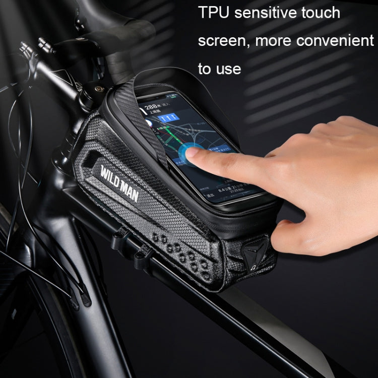 WILD MAN E10S 1L Mountain Bike Phone Touch Screen Hard Shell Tube Bag with Earphone Hole(Black) - Bicycle Bags by WILD MAN | Online Shopping UK | buy2fix
