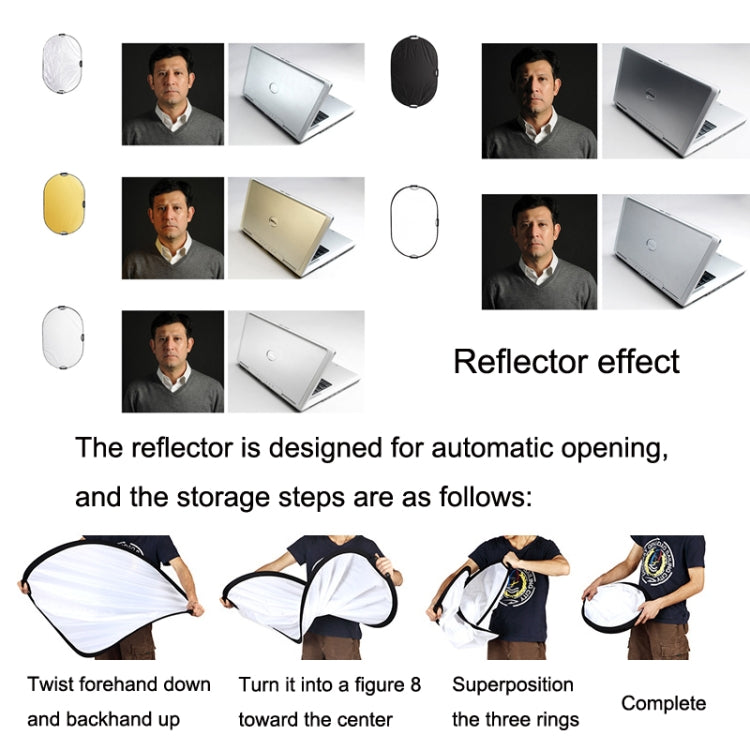 Selens  5 In 1 (Gold / Silver  / White / Black / Soft Light) Folding Reflector Board, Size: 80x120cm - Camera Accessories by Selens | Online Shopping UK | buy2fix