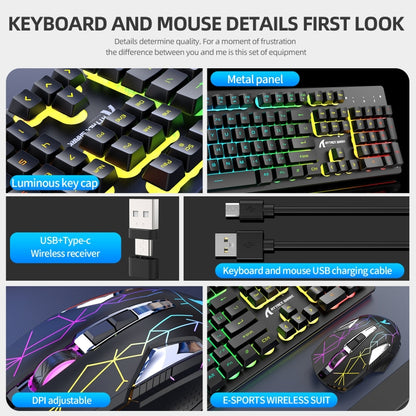 Attack Shark T3RGB RGB Luminous Wireless Keyboard And Mouse Set(Black) - Wireless Keyboard by Attack Shark | Online Shopping UK | buy2fix