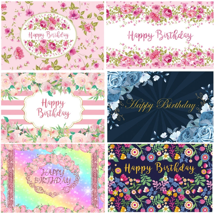 1.5m x 1m Flower Series Happy Birthday Party Photography Background Cloth(MSC00334) - Camera Accessories by buy2fix | Online Shopping UK | buy2fix