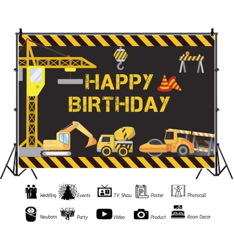 1.2m x 0.8m Construction Vehicle Series Happy Birthday Photography Background Cloth(11604070) - Camera Accessories by buy2fix | Online Shopping UK | buy2fix