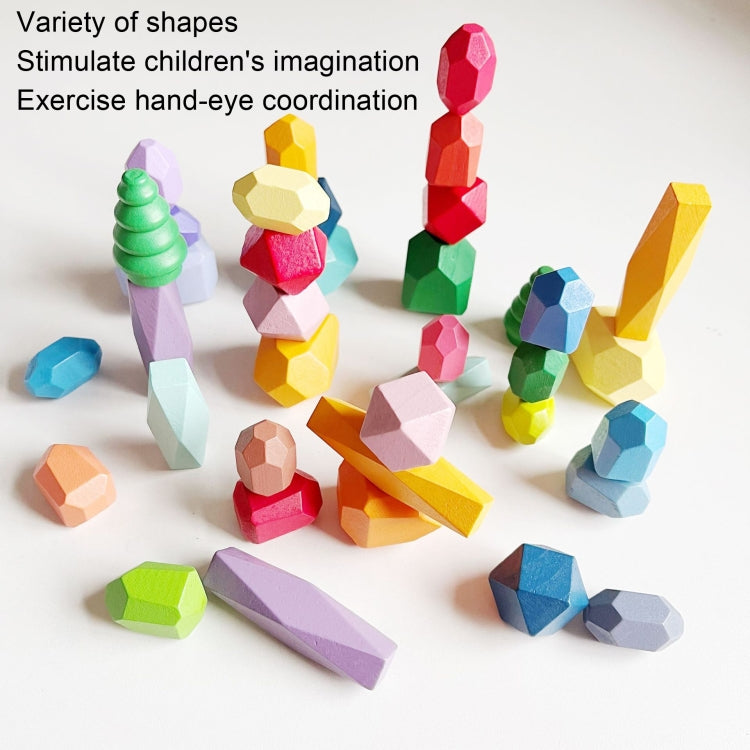 20 Grains Colorful B Children Early Teachings Stack Stone Building Blocks Wood Stack Stone Toys - Building Blocks by buy2fix | Online Shopping UK | buy2fix