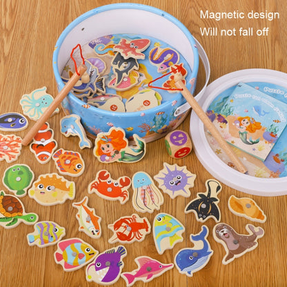 Wooden Magnetic Children Marine Fishing Puzzle Toys, Style: Barrel 28 Fish - Early Education Toys by buy2fix | Online Shopping UK | buy2fix