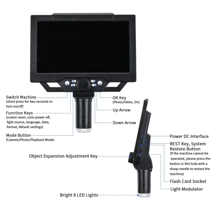 G1600 1-1600X Magnification 9 Inch Electron Microscope, Style: With Battery US Plug - Digital Microscope by buy2fix | Online Shopping UK | buy2fix