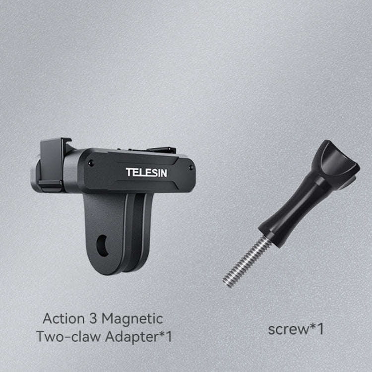 For DJI OSMO Action 3 TELESIN Magnetic Two Claw Adapter Action Camera Accessories - Mount & Holder by TELESIN | Online Shopping UK | buy2fix