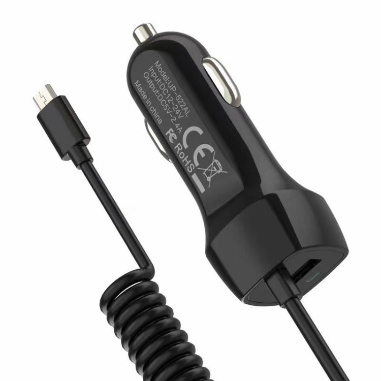 522AL Fast Charging With Cable Car Charging, Output Interface: Micro USB (Black) - In Car by buy2fix | Online Shopping UK | buy2fix