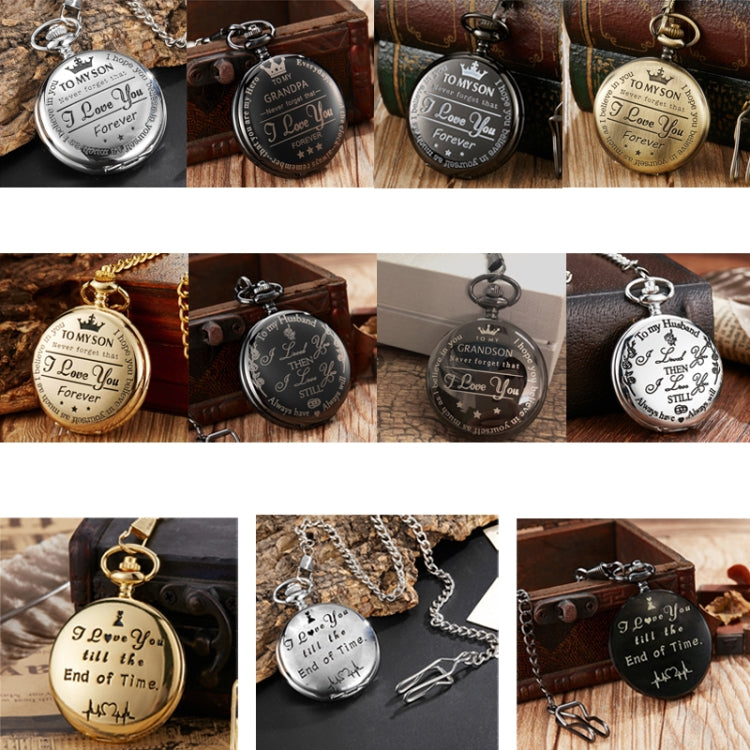 Engraved Vintage Commemorative Quartz Pocket Watch Round Watch, Style: Husband - Necklace Watch Watches by buy2fix | Online Shopping UK | buy2fix