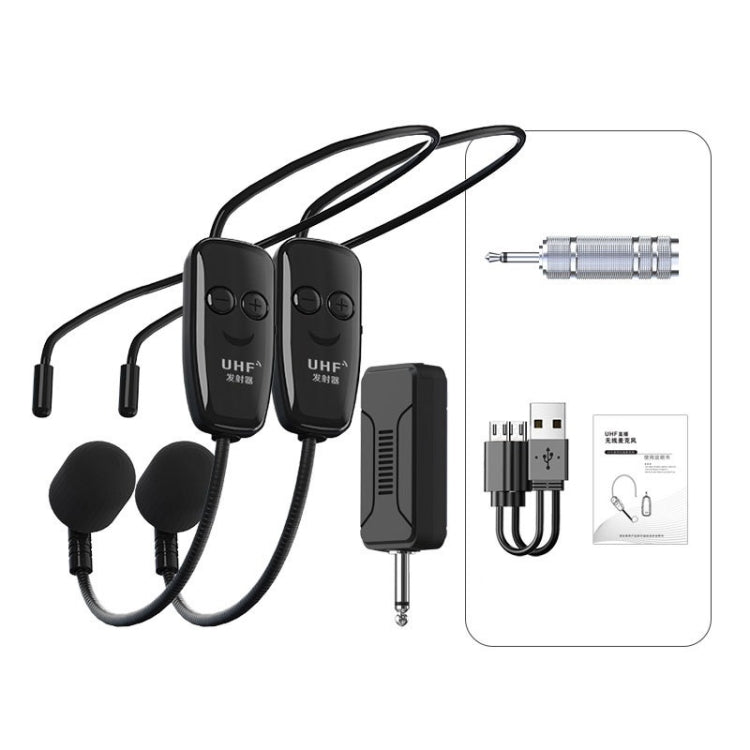 One For Two Outdoor Wireless Microphone Audio Headset Amplifier Loudspeaker(Black) - Consumer Electronics by buy2fix | Online Shopping UK | buy2fix