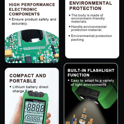 BAKU BA-2201 Digital Multimeter Electrician Maintenance Resistance Tester(Green) - Digital Multimeter by BAKU | Online Shopping UK | buy2fix