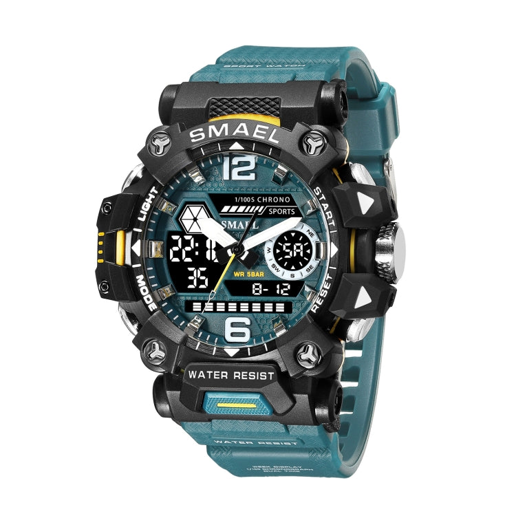 SMAEL 8072 Alloy Outdoor Multifunctional Electronic Watch Men Dual Display Waterproof Watch(Green) - Metal Strap Watches by SMAEL | Online Shopping UK | buy2fix