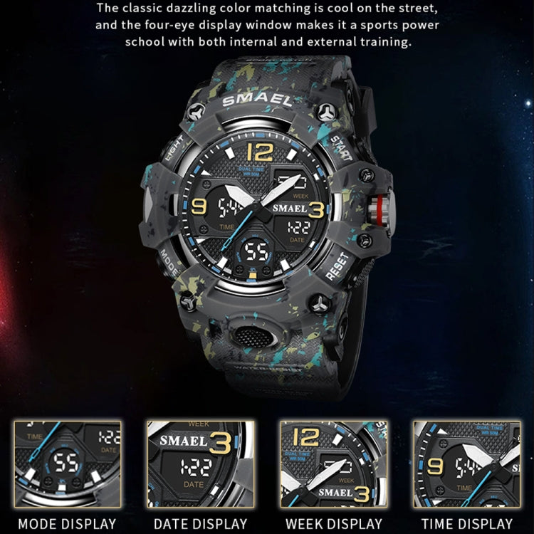 SMAEL 8008 Outdoor Waterproof Camouflage Sports Electronic Watch Luminous Multi-function Waist Watch(Camouflage White) - LED Digital Watches by SMAEL | Online Shopping UK | buy2fix