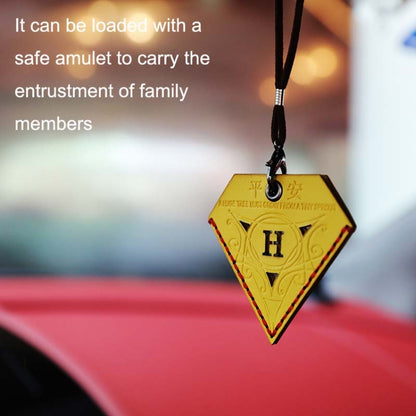 Car Pendant Triangular Ping An Charm Bag Leather Rearview Mirror Ornament(Yellow) - In Car by buy2fix | Online Shopping UK | buy2fix