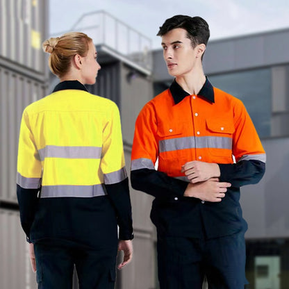 Pure Cotton Long-sleeved Reflective Clothes Overalls Work Clothes, Size: L(Orange Top) - Workplace Safety Supplies by buy2fix | Online Shopping UK | buy2fix