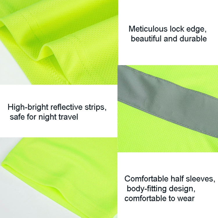 Reflective Quick-drying T-shirt Lapel Short-sleeved Safety Work Shirt, Size: XXXXL(Fluorescent +Navy Blue) - Workplace Safety Supplies by buy2fix | Online Shopping UK | buy2fix