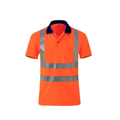 Reflective Quick-drying T-shirt Lapel Short-sleeved Safety Work Shirt, Size: L(Orange Red) - Workplace Safety Supplies by buy2fix | Online Shopping UK | buy2fix