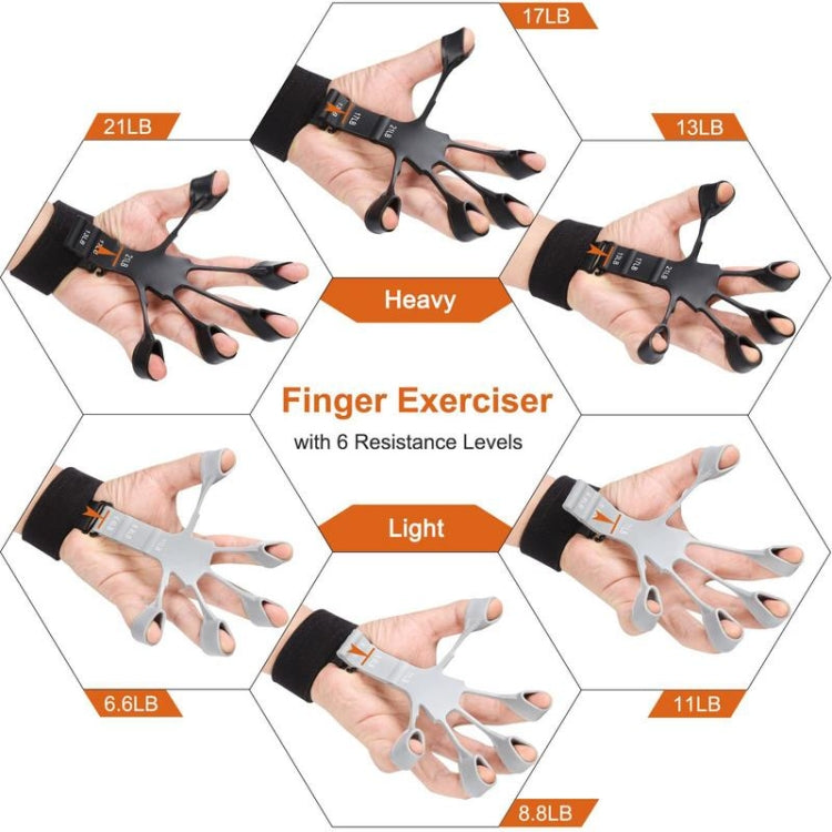 Silicone Grip Device Finger Exercise Strength Trainer(1 Black+Wrist) - Fitness Equipments by buy2fix | Online Shopping UK | buy2fix