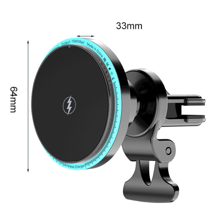 M2 Magnetic Car Wireless Fast Charging Mobile Phone Holder with LED Ambient Light(Black) - In Car by buy2fix | Online Shopping UK | buy2fix