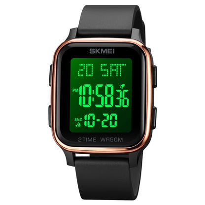 SKMEI 1858 Square Waterproof Digital Dual Display LED Luminous Watch(Rose Gold) - LED Digital Watches by SKMEI | Online Shopping UK | buy2fix