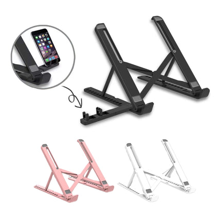 2 In 1 Laptop Mobile Phone Stand Heightening Cooling Stand(Black) -  by buy2fix | Online Shopping UK | buy2fix