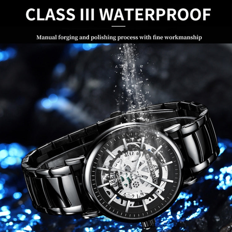 BINBOND B7872 Multifunctional Hollow Luminous Waterproof Quartz Watch, Color: White Steel-Black-White - Metal Strap Watches by BINBOND | Online Shopping UK | buy2fix