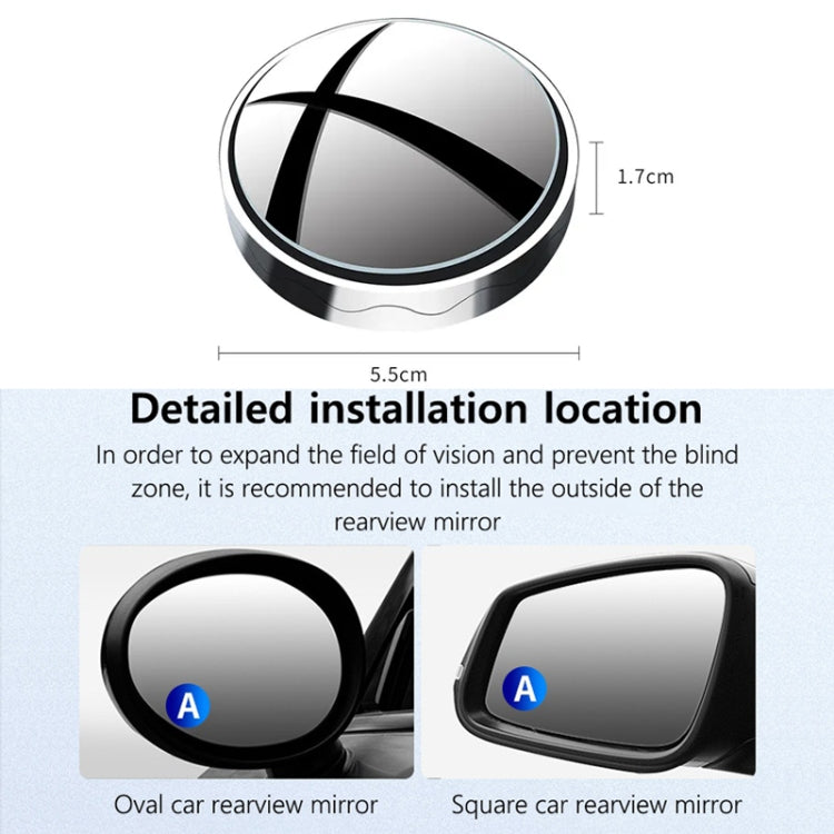 1pair Reversing Mirror Small Round Mirror HD Large View Suction Cup Blind Spot Mirror(Silver) - In Car by buy2fix | Online Shopping UK | buy2fix