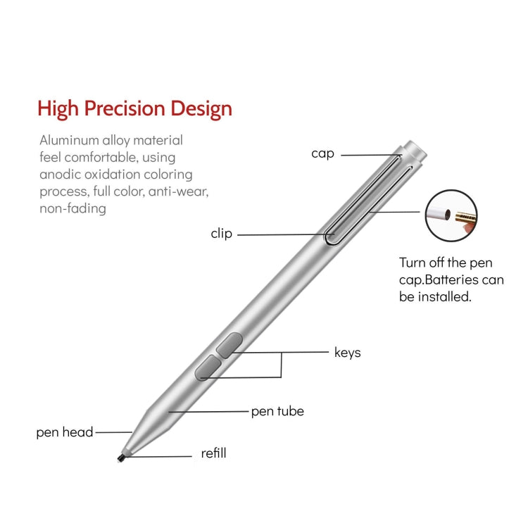 F94S For Microsoft Surface Series Stylus Pen 1024 Pressure Level Electronic Pen(Silver) - Pencil Accessories by buy2fix | Online Shopping UK | buy2fix